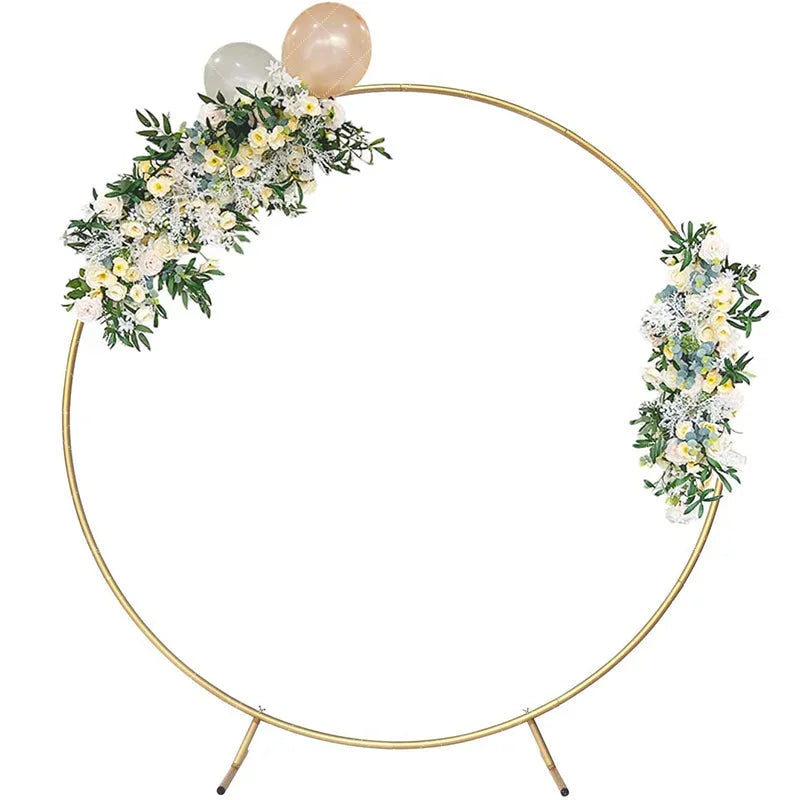 Aperturee - (7 Day Delivery) Round Golden Metal Circle Backdrop Stand Frame for Party