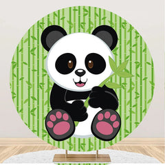 Aperturee - Round Green Bamboo Panda Baby Shower Party Backdrop