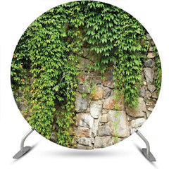 Aperturee - Round Greenery Natural Stone Wall Spring Backdrop