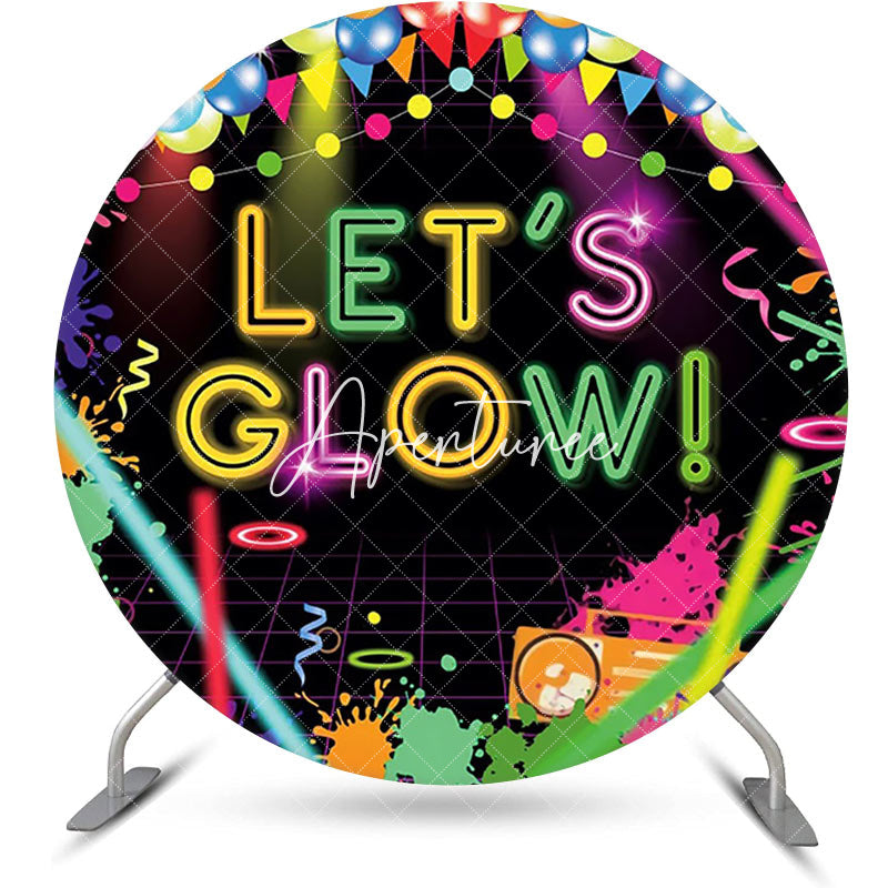 Aperturee - Round Lets Glow Black Disco Backdrop For Dance Party