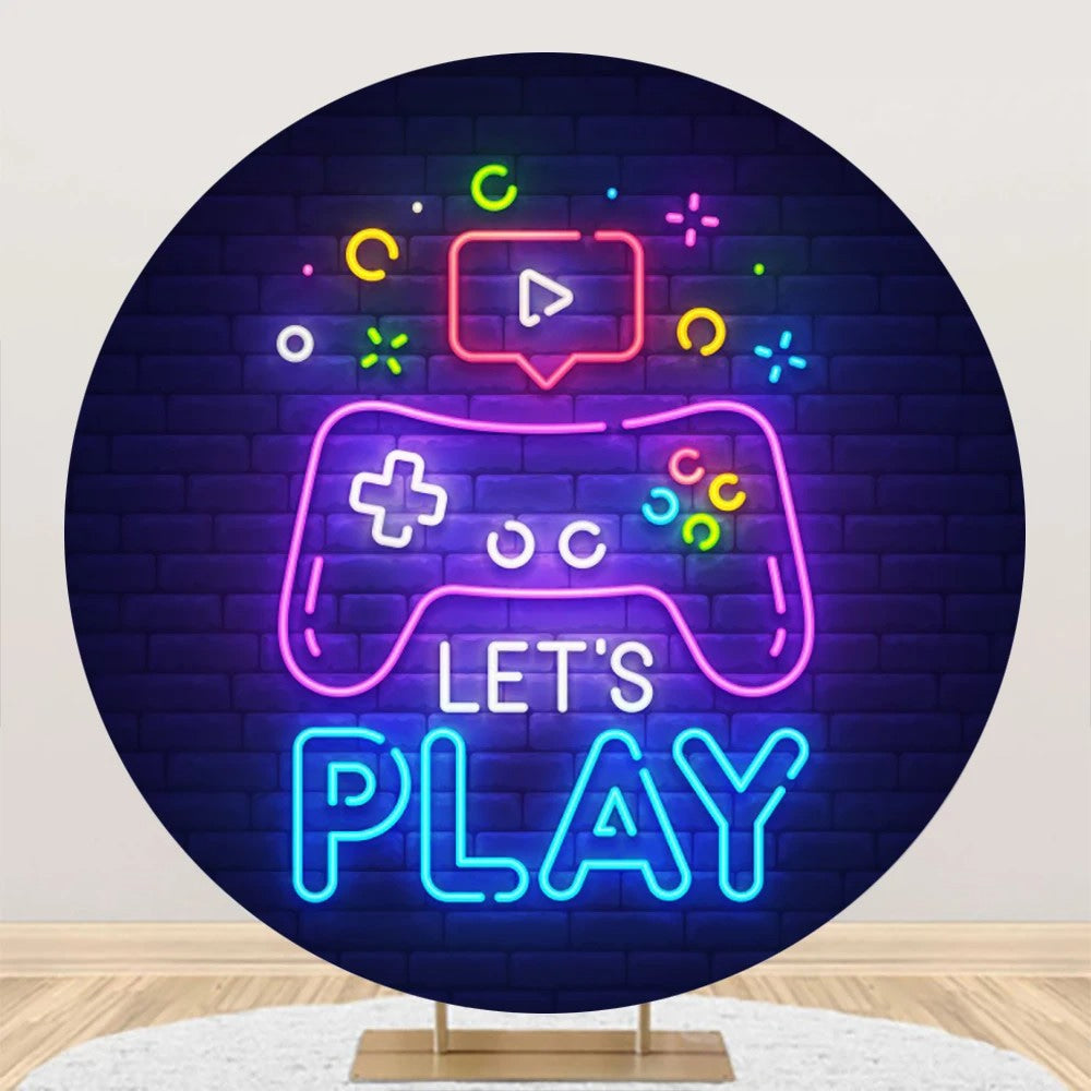 Aperturee - Round Lets Play Gamepad Brick Wall Party Backdrop