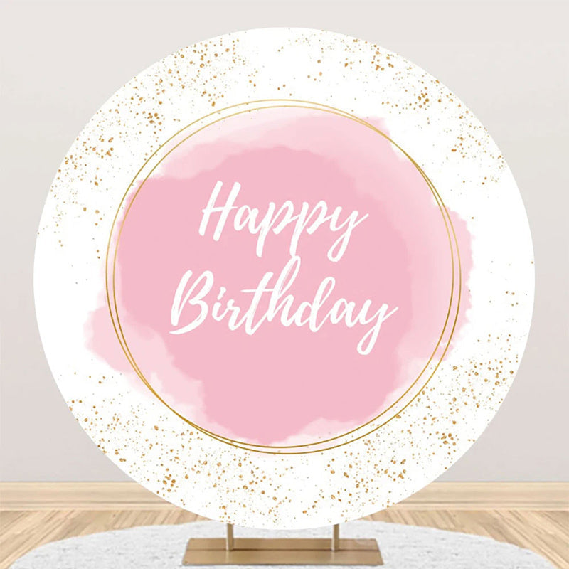 Aperturee - Round Pink Abstract Marble Texture Birthday Backdrop