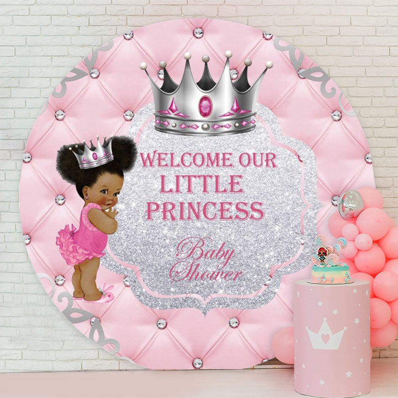 Aperturee - Round Welcome Our Little Princess Baby Shower Backdrop