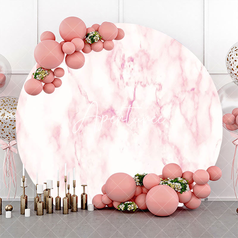 Aperturee - Round White Pink Abstract Marble Texture Backdrop