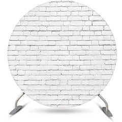 Aperturee - Round White Vintage Brick Wall Backdrop For Party