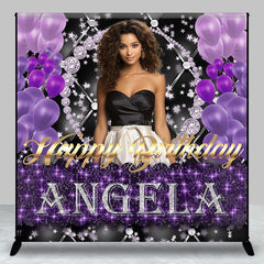 Aperturee - Royal Purple Black Balloon Custom Birthday Backdrop