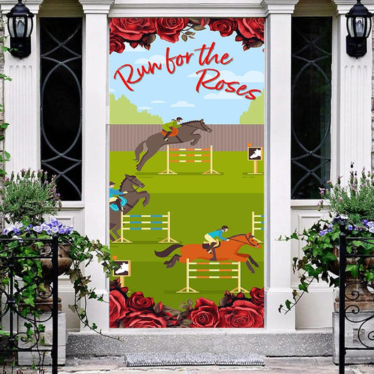 Aperturee - Run For The Roses Kentucky Derby Cartoon Door Cover