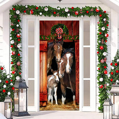 Aperturee - Rustic Farm House Christmas Door Cover Decoration