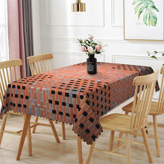 Aperturee - Rustic Red And Black Brick Wall Pattern Tablecloth