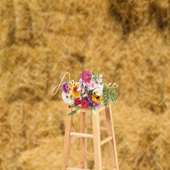 Aperturee - Rustic Yellow Hay Autumn Backdrop For Photo Booth