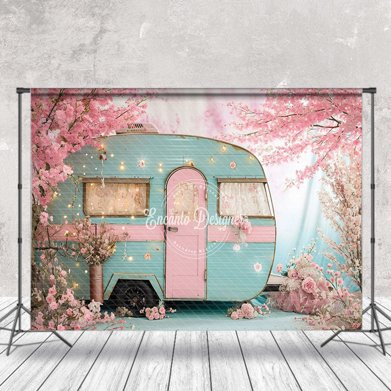 Aperturee - RV Peach Tree Romantic Spring Backdrop For Photo