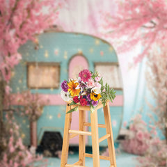 Aperturee - RV Peach Tree Romantic Spring Backdrop For Photo