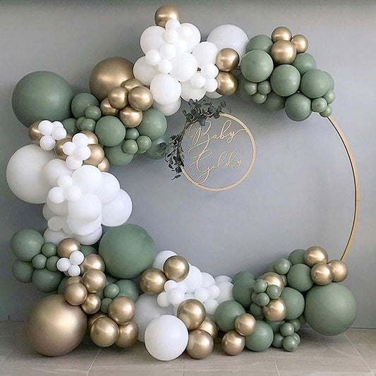 Aperturee Sage Green 137 Pack Diy Balloon Arch Kit | Party Decorations - Gold | White