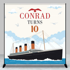 Aperturee - Sailing Steamboat Sky Sea 10th Birthday Backdrop