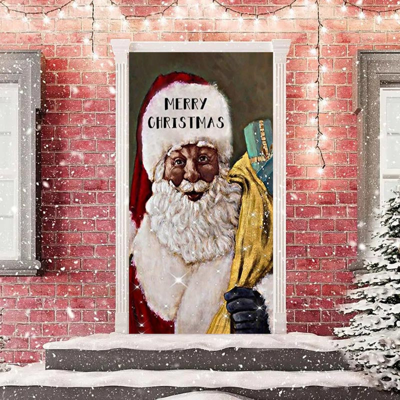 Aperturee - Santa Claus Canvas Christmas Door Cover Decoration