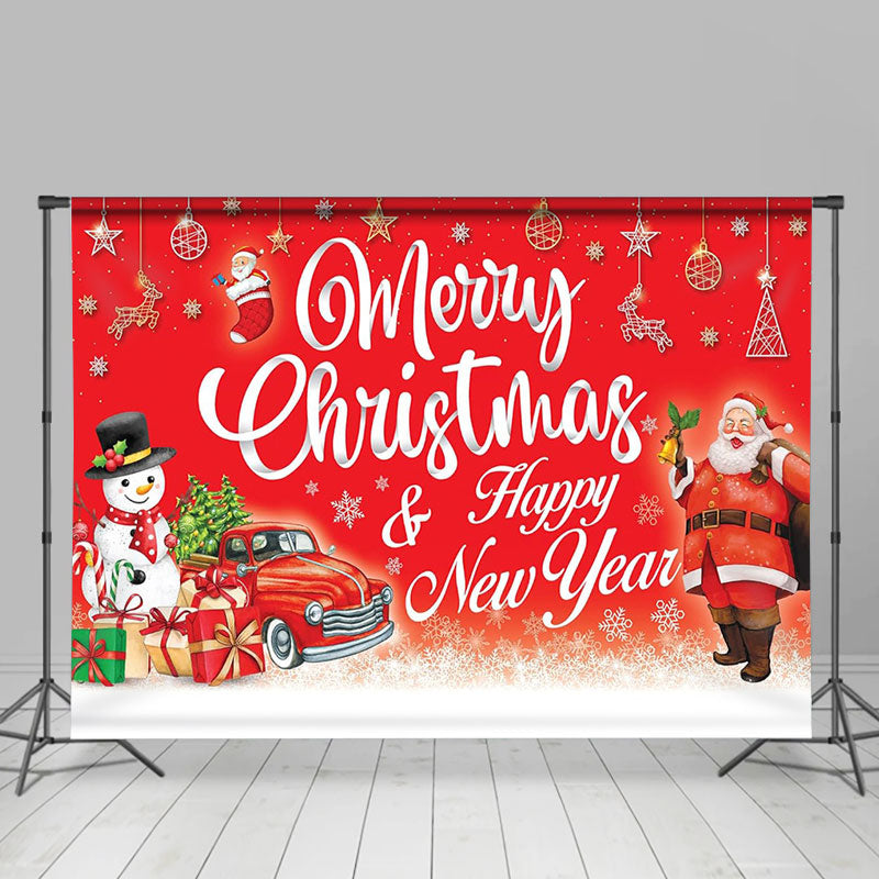 Aperturee - Santa Claus Gift Red New Year Christmas Backdrop