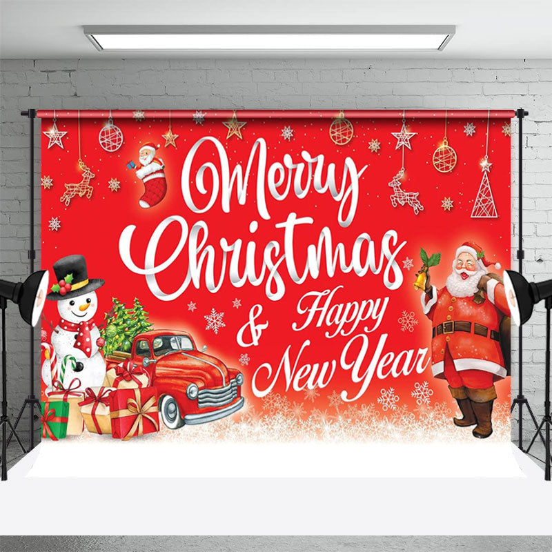Aperturee - Santa Claus Gift Red New Year Christmas Backdrop