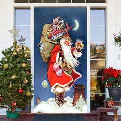 Aperturee - Santa Claus Gifts Baggage Moon Christmas Door Cover