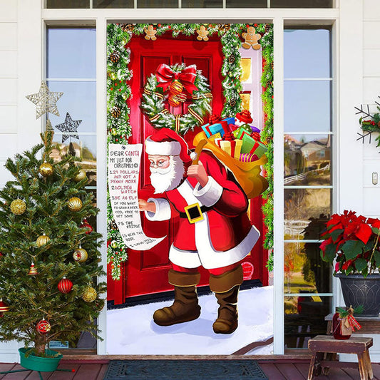 Aperturee - Santa Claus Gifts Bundle Plants Christmas Door Cover