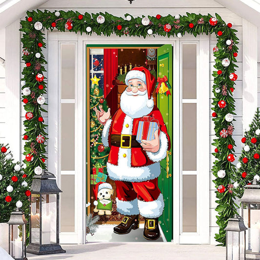 Aperturee - Santa Claus Gifts Xmas Tree Christmas Door Cover