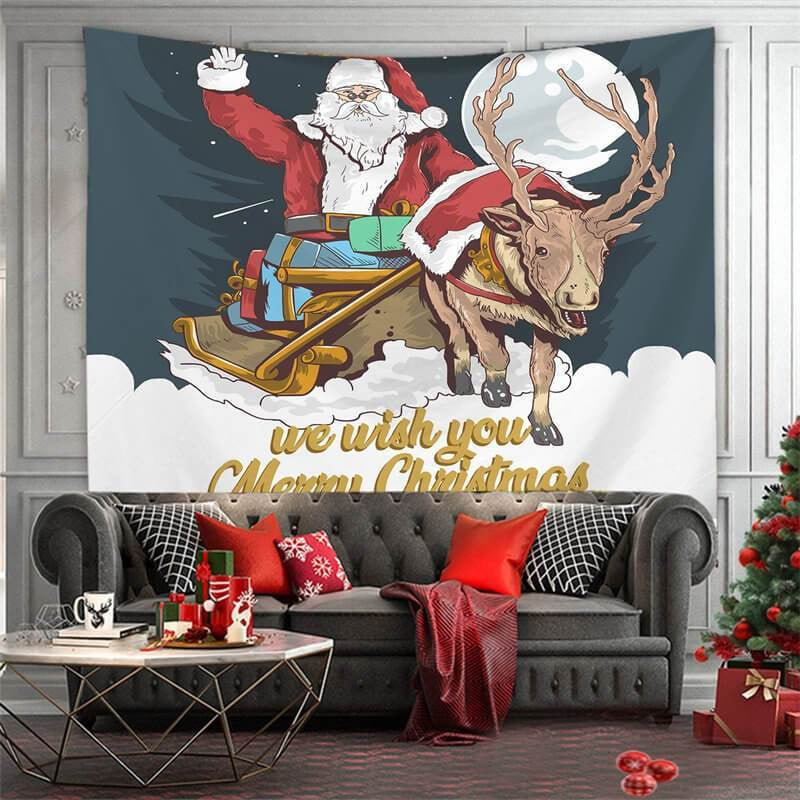 Aperturee - Santa Claus Moon Animal Still Life Family Wall Tapestry