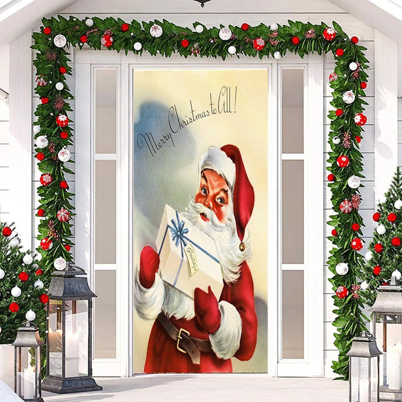 Aperturee - Santa Claus Presents Painting Christmas Door Cover