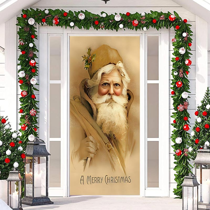 Aperturee - Santa Claus Sand Colour Merry Christmas Door Cover