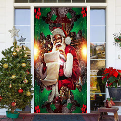 Aperturee - Santa Claus Snowflake Leaves Christmas Door Cover