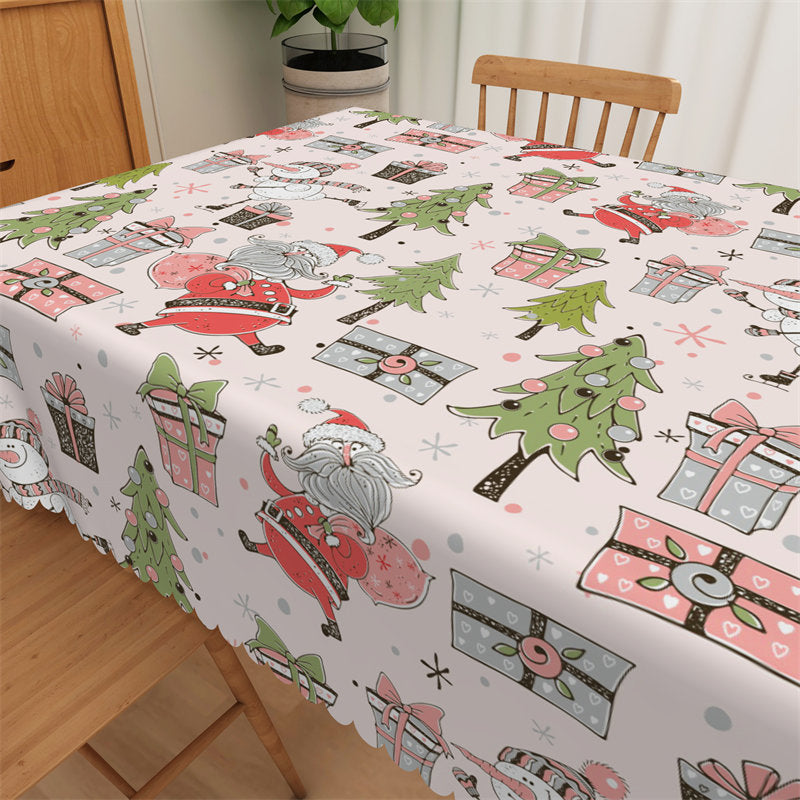 Aperturee - Santa Gift Christmas Tree Pink Waterproof Tablecloth