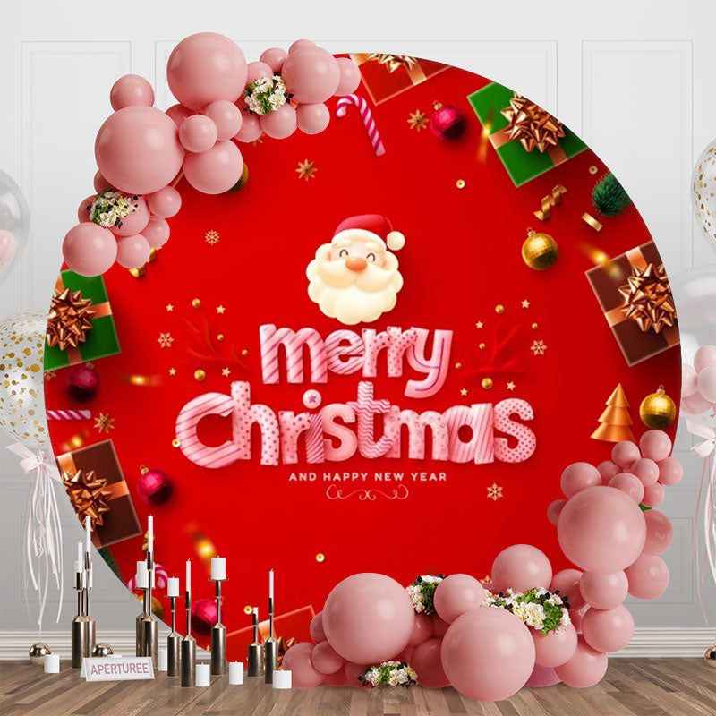 Aperturee - Santa Gifts Red Round Christmas And New Year Backdrop