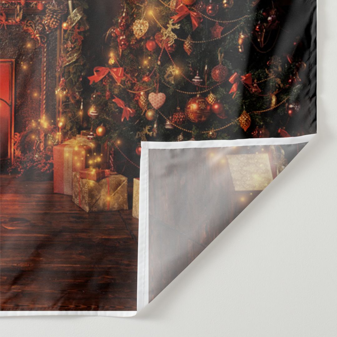 Aperturee - Santa In Classic Room Fireplace Christmas Backdrop
