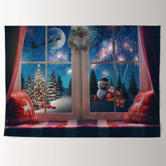 Aperturee - Santa Over The Moon Spark Christmas Night Backdrop