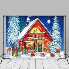 Aperturee - Santas Workshop Winter Nights Forest Christmas Backdrop