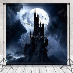 Aperturee - Scary Castle Dark Night Full Moon Halloween Backdrop