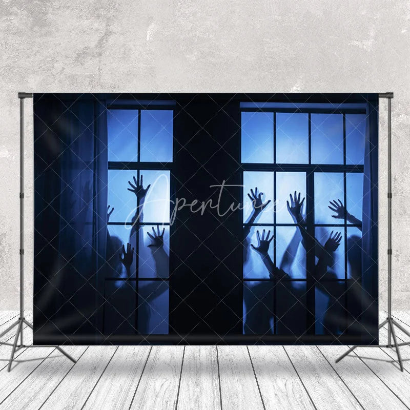 Aperturee - Scary Handprint Window Halloween Photo Backdrop