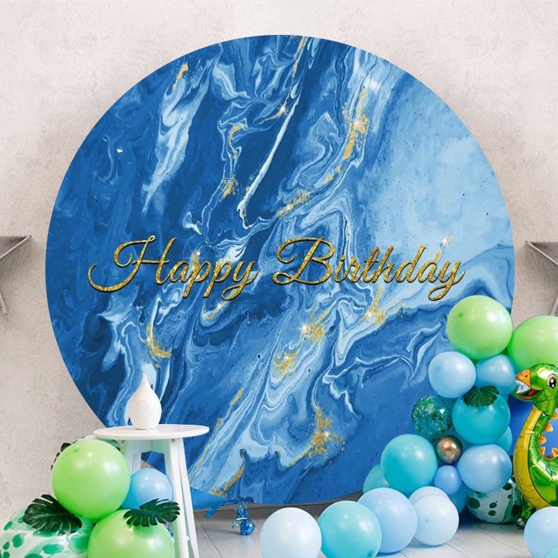Aperturee - Sea Blue Abstract Texture Round Birthday Backdrop