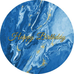 Aperturee - Sea Blue Abstract Texture Round Birthday Backdrop