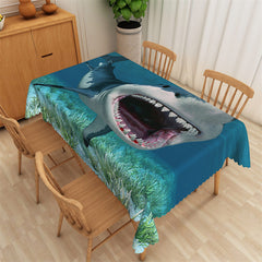 Aperturee - Seabed Giant Fiercely Shark Rectangle Tablecloth