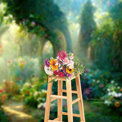 Aperturee - Secret Colorful Greenery Garden Flower Arch Backdrop
