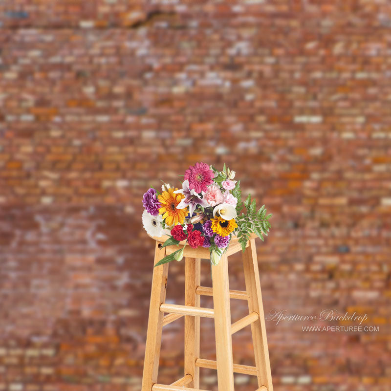 Aperturee - Shabby Brown Brick Wall Backdrop For Photography