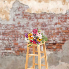 Aperturee - Shabby Country Red Brick Wall Photography Backdrop