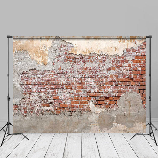 Aperturee - Shabby Country Red Brick Wall Photography Backdrop