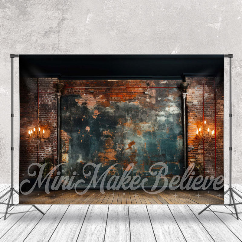 Aperturee - Shabby Graffiti Brick Wall Candle Photo Backdrop