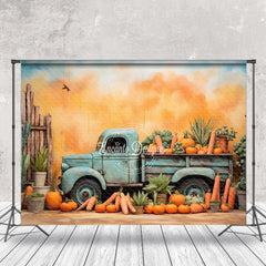 Aperturee - Shabby Truck Pumpkin Carrots Easter Photo Backdrop