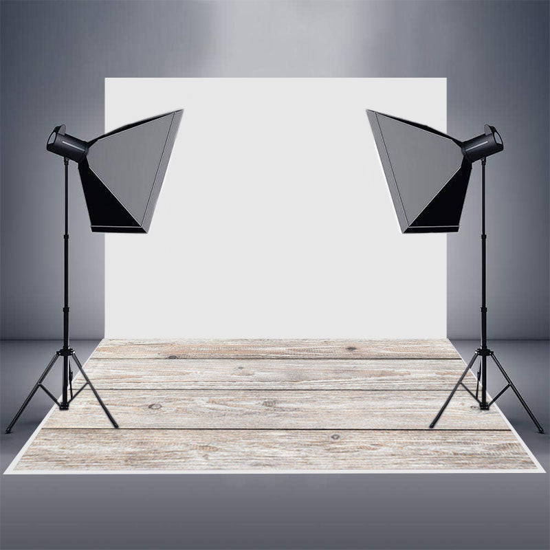 Aperturee - Old Light White Vintage Style Wood Rubber Floor Mat