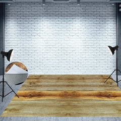 Aperturee - Shabby Yellow Texture Classic Wood Floor Backdrop