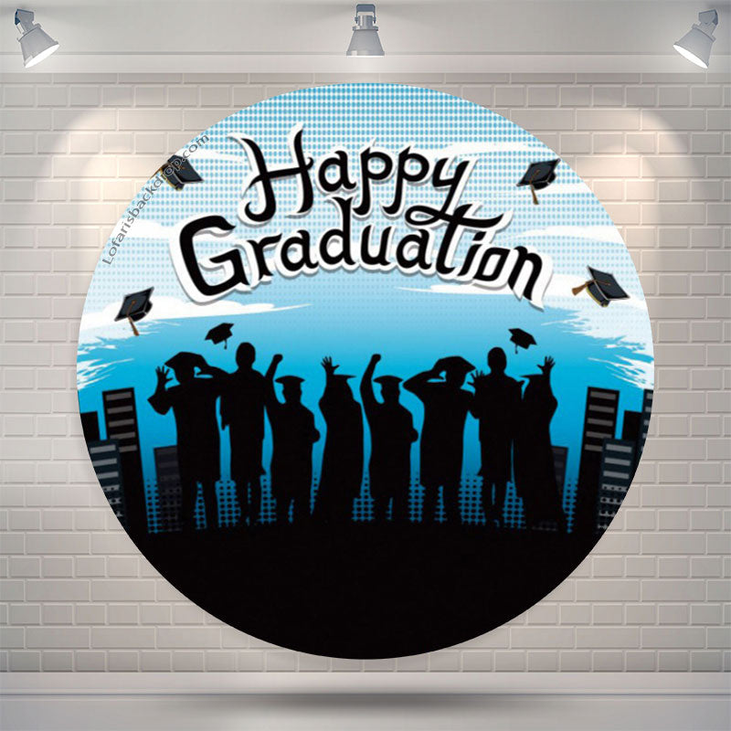 Aperturee Shadow Blue Sky Round Happy Grad Backdrop Cover | Grad ...