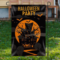 Aperturee - Shadow Castle Moon Halloween Yard Flag Outside Decor