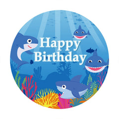 Aperturee - Shark In The Sea Happy Birthday Round Backdrop