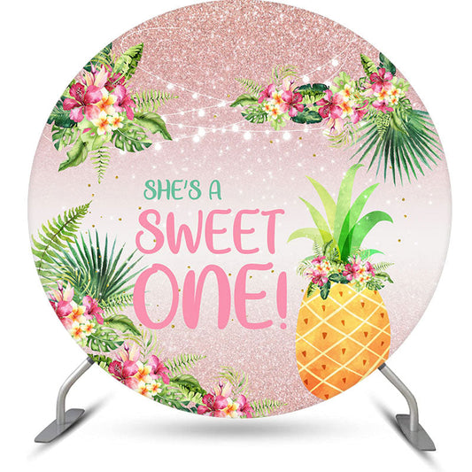 Aperturee - Shes A Sweet One Pineapple Glitter Birthday Backdrop